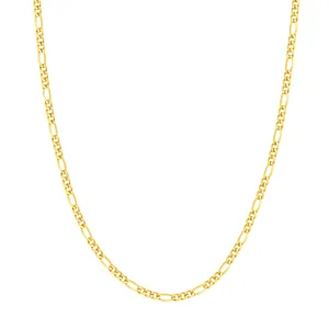 14k Gold Cuban Link Chain Figaro Necklace, 22 Inch, 8.5 gr and 24 Inch, 9.3 gr