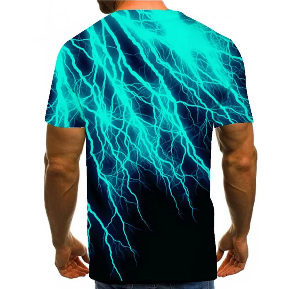 3D Graphic Printed Short Sleeve Shirts Lightning
