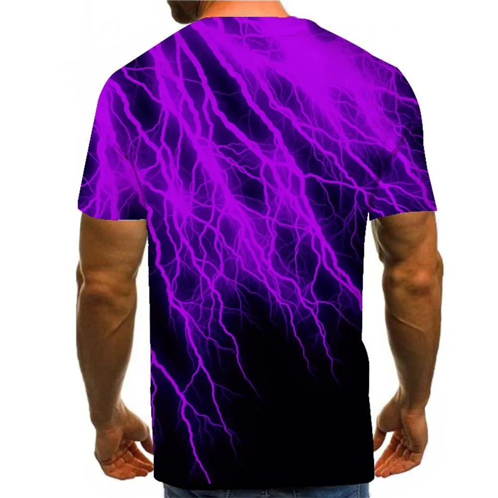 3D Graphic Printed Short Sleeve Shirts Lightning