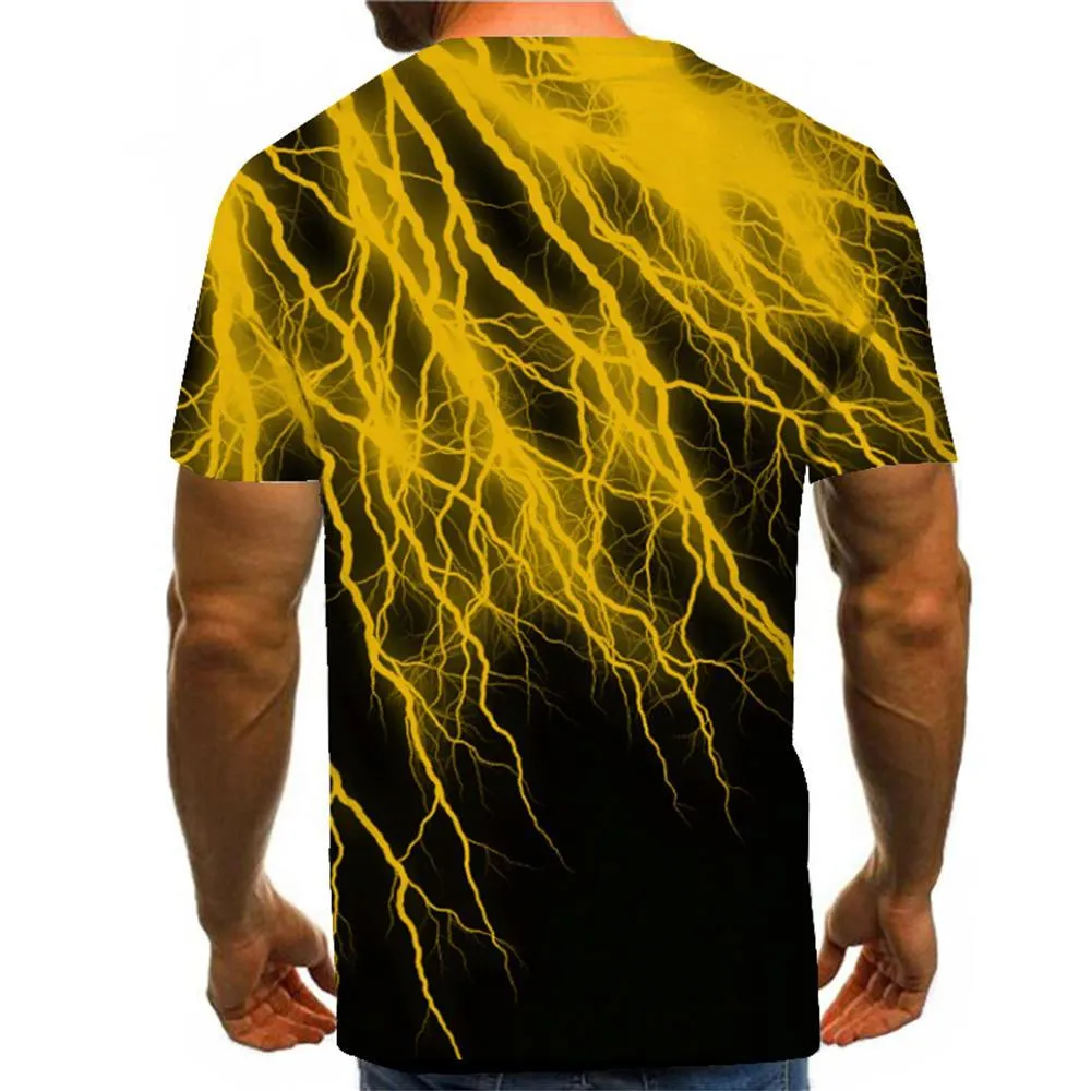 3D Graphic Printed Short Sleeve Shirts Lightning