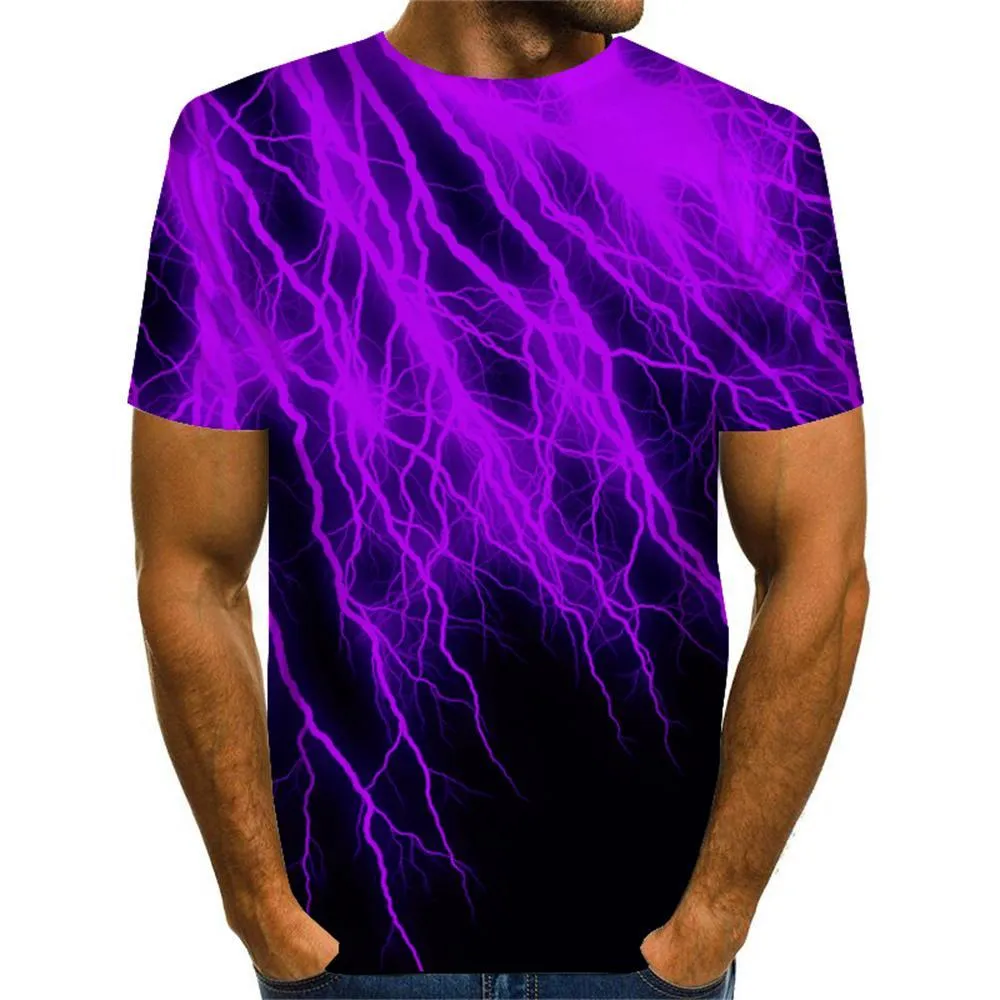 3D Graphic Printed Short Sleeve Shirts Lightning