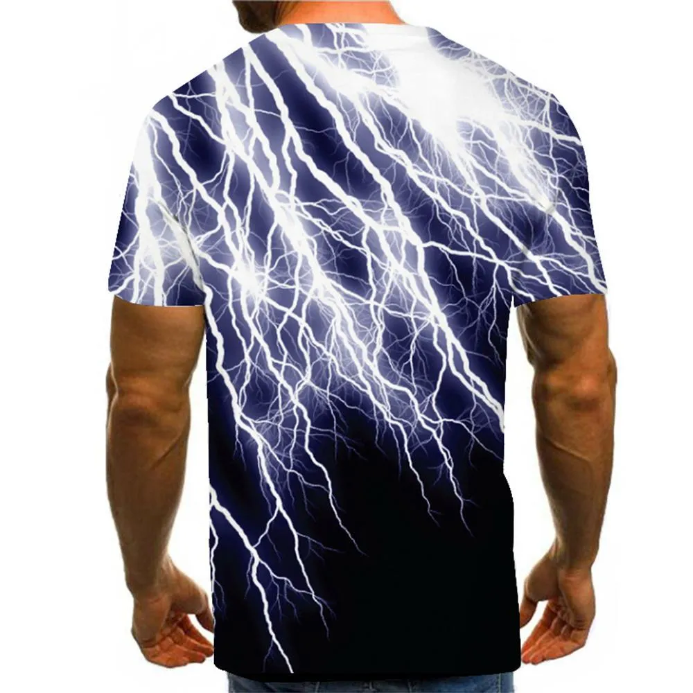 3D Graphic Printed Short Sleeve Shirts Lightning