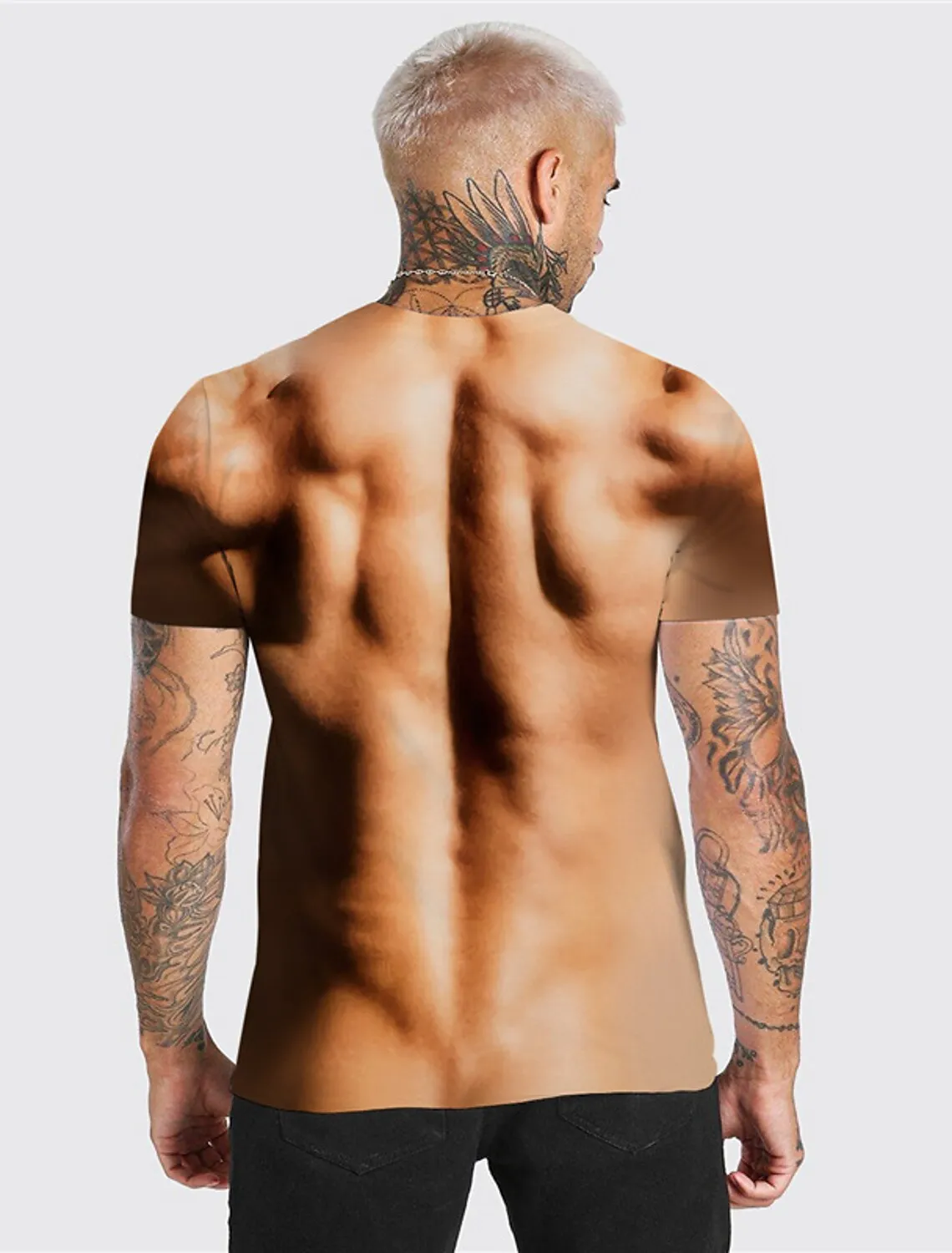 3D Graphic Printed Short Sleeve Shirts Muscle Crew