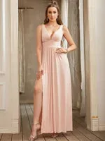 9 Colors Bridesmaid Dresses Women Sister Group Dress Sexy Split V Neck Backless Sleeveless Formal Wedding Evening Party Gowns