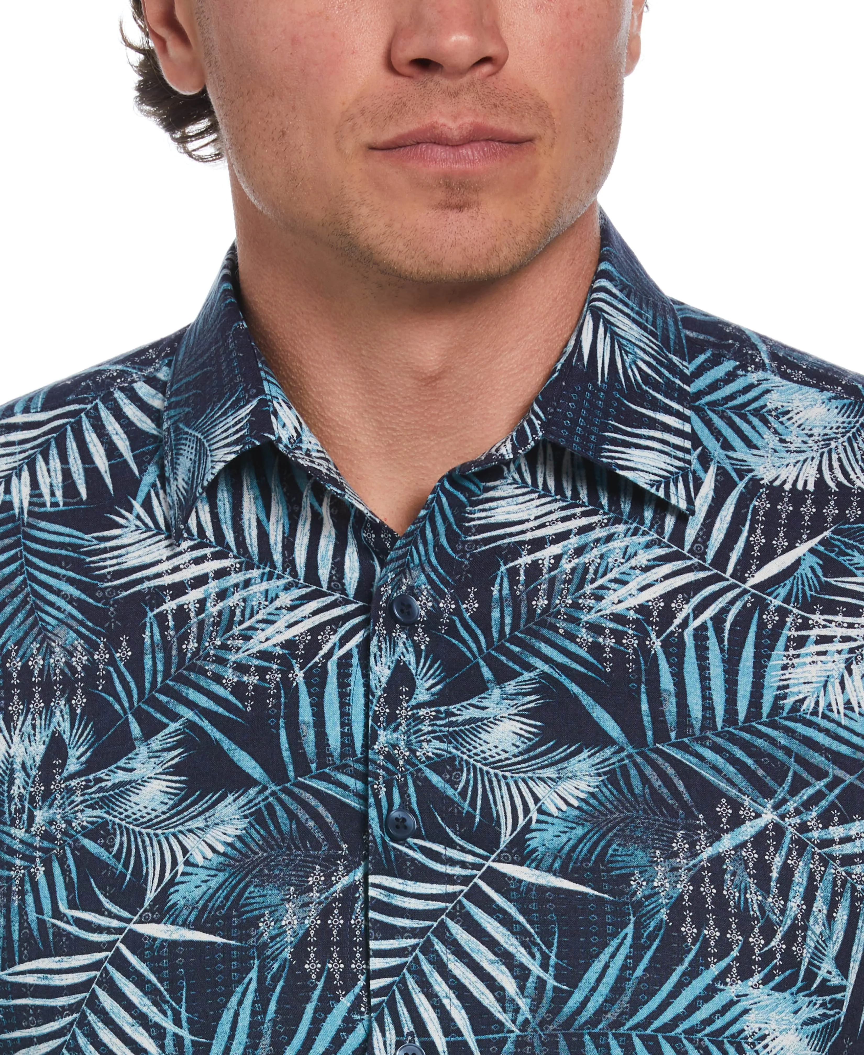 Abstract Geo Leaf Print Shirt
