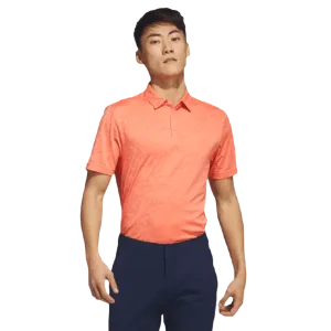Adidas Textured Jacquard Golf Polo Shirt - Orange