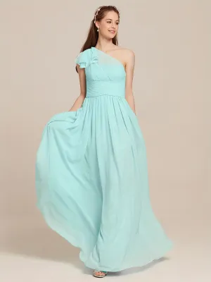 ALICEPUB Bridesmaid Dresses Chiffon Long Maxi Formal Party Dress For Women Wedding One Shoulder Plus Size
