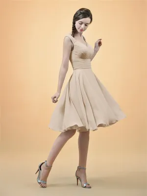 ALICEPUB V-Neck Chiffon Bridesmaid Dress For Women Short Homecoming Dress Plus Size