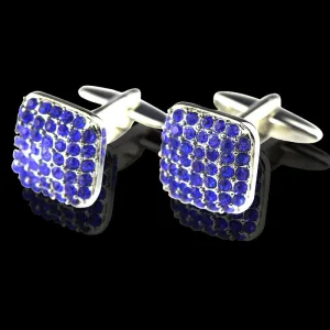 Blue Zirconia Mens Stainless Steel Square Cufflinks for Shirt with Box - Hand Crafted Perfect Gift