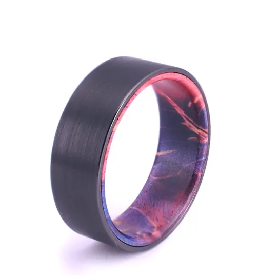 Box Elder Wood Gun Metal Black Tungsten 6MM