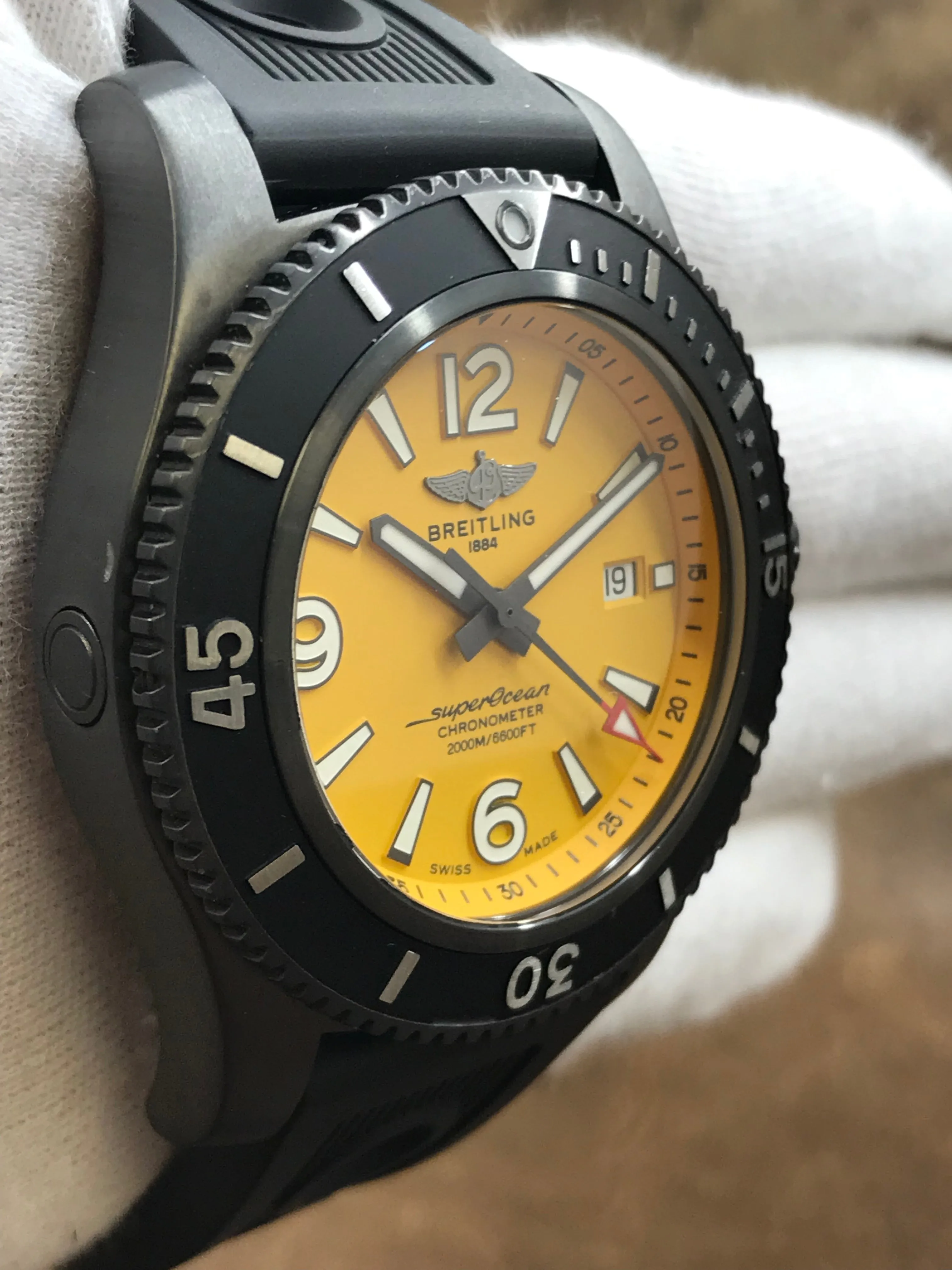 Breitling Superocean 46 M17368 Yellow Dial Automatic Men's Watch
