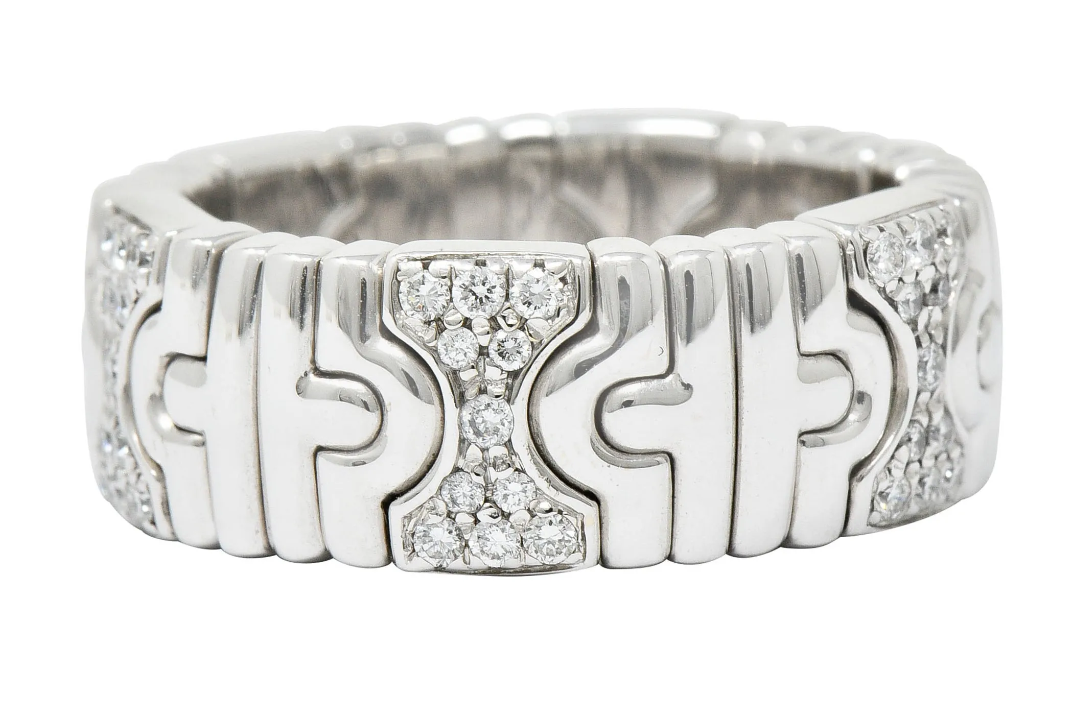 Bulgari Diamond 18 Karat White Gold Parentesi Band Ring Circa 1990