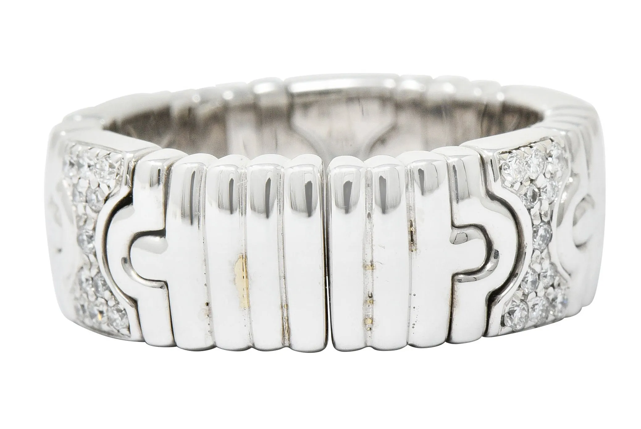 Bulgari Diamond 18 Karat White Gold Parentesi Band Ring Circa 1990