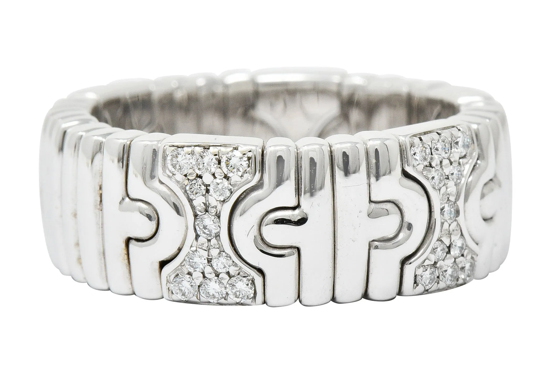 Bulgari Diamond 18 Karat White Gold Parentesi Band Ring Circa 1990
