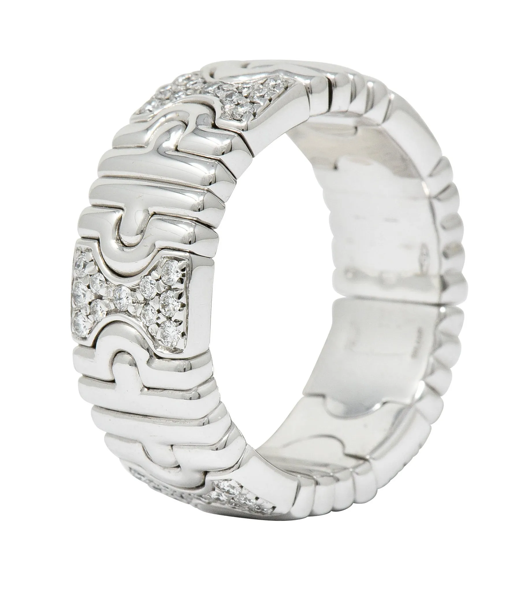Bulgari Diamond 18 Karat White Gold Parentesi Band Ring Circa 1990
