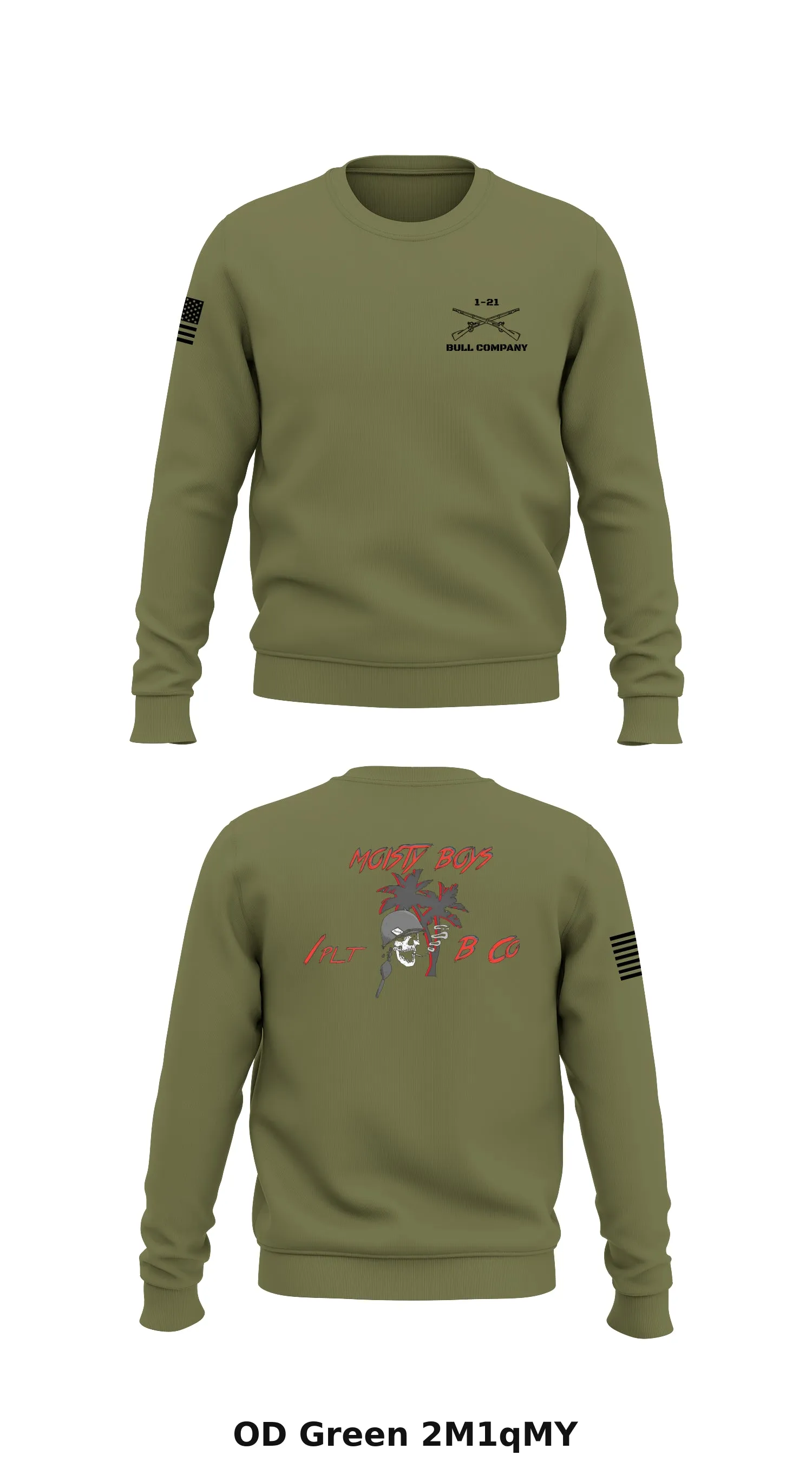 Bull Company, 1-21 IN, 2SBCT, 25ID Store 1 Core Men's Crewneck Performance Sweatshirt - 2M1qMY