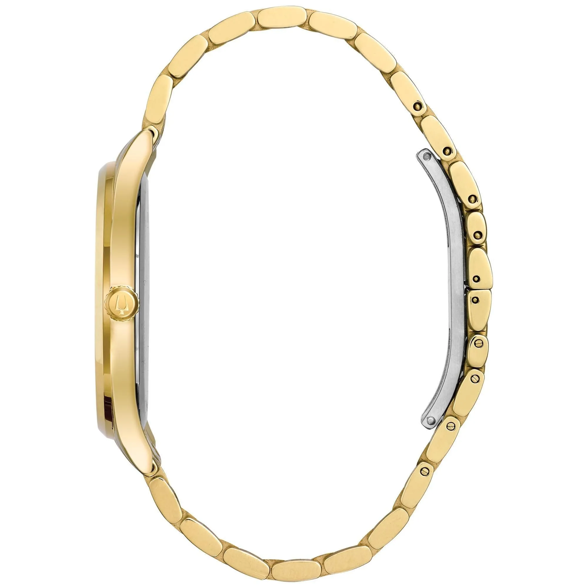 Bulova Men's Diamonds Black Dial Yellow Gold Plated Steel Bracelet Watch 97D108