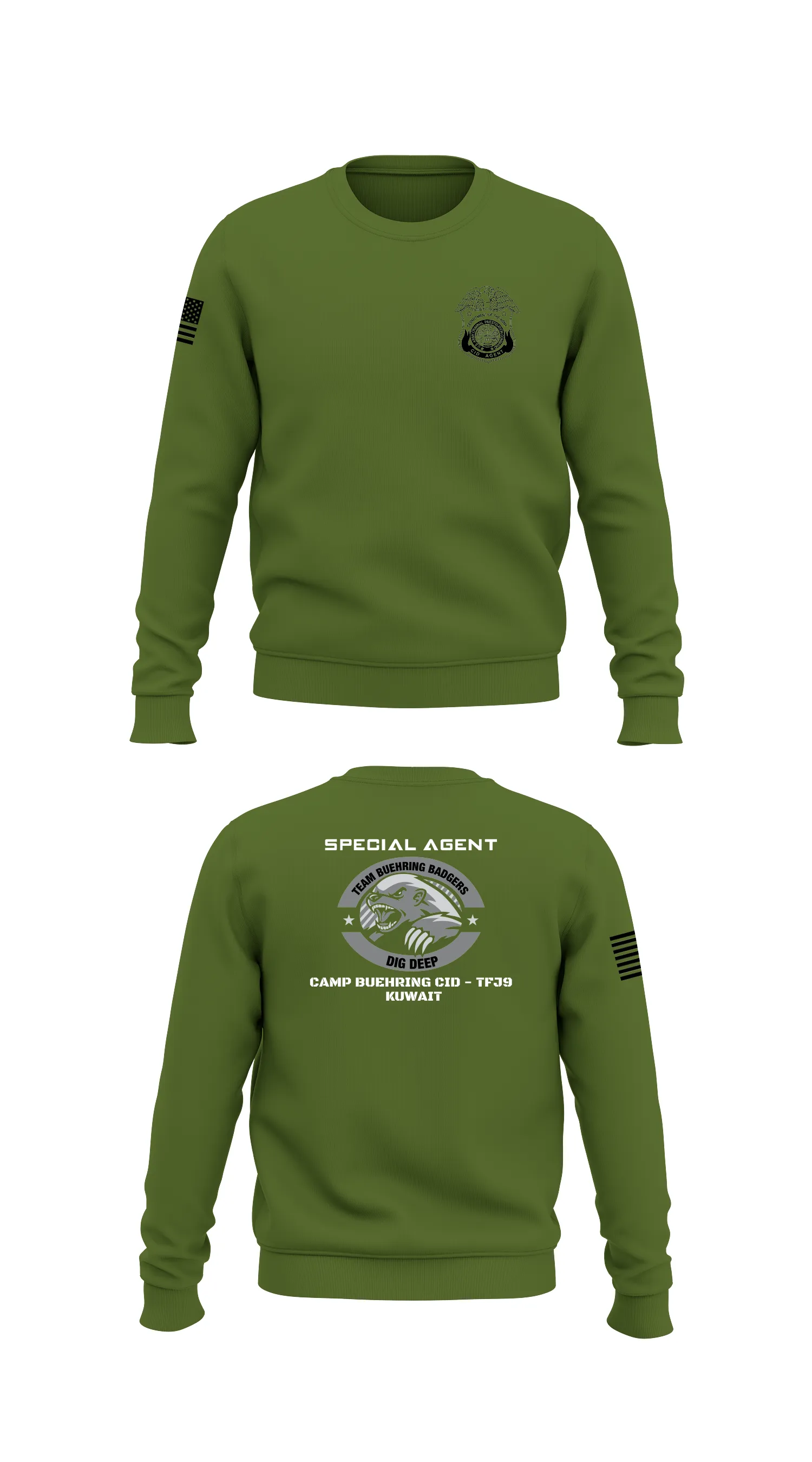 Camp Buehring CID Office Store 1 Core Men's Crewneck Performance Sweatshirt - 97909390715