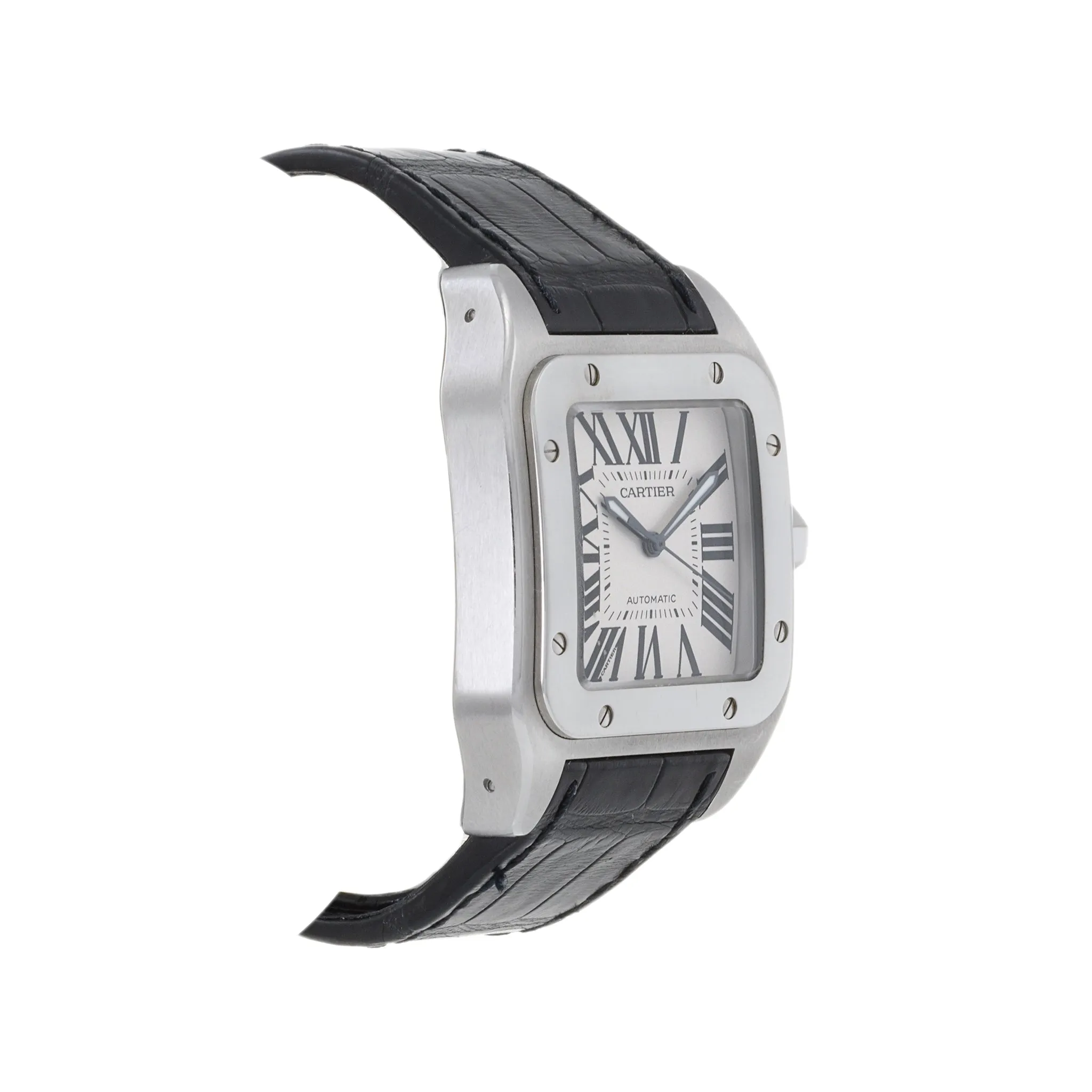 Cartier Santos 100 XL Steel White Roman Dial Automatic Watch W20073X8