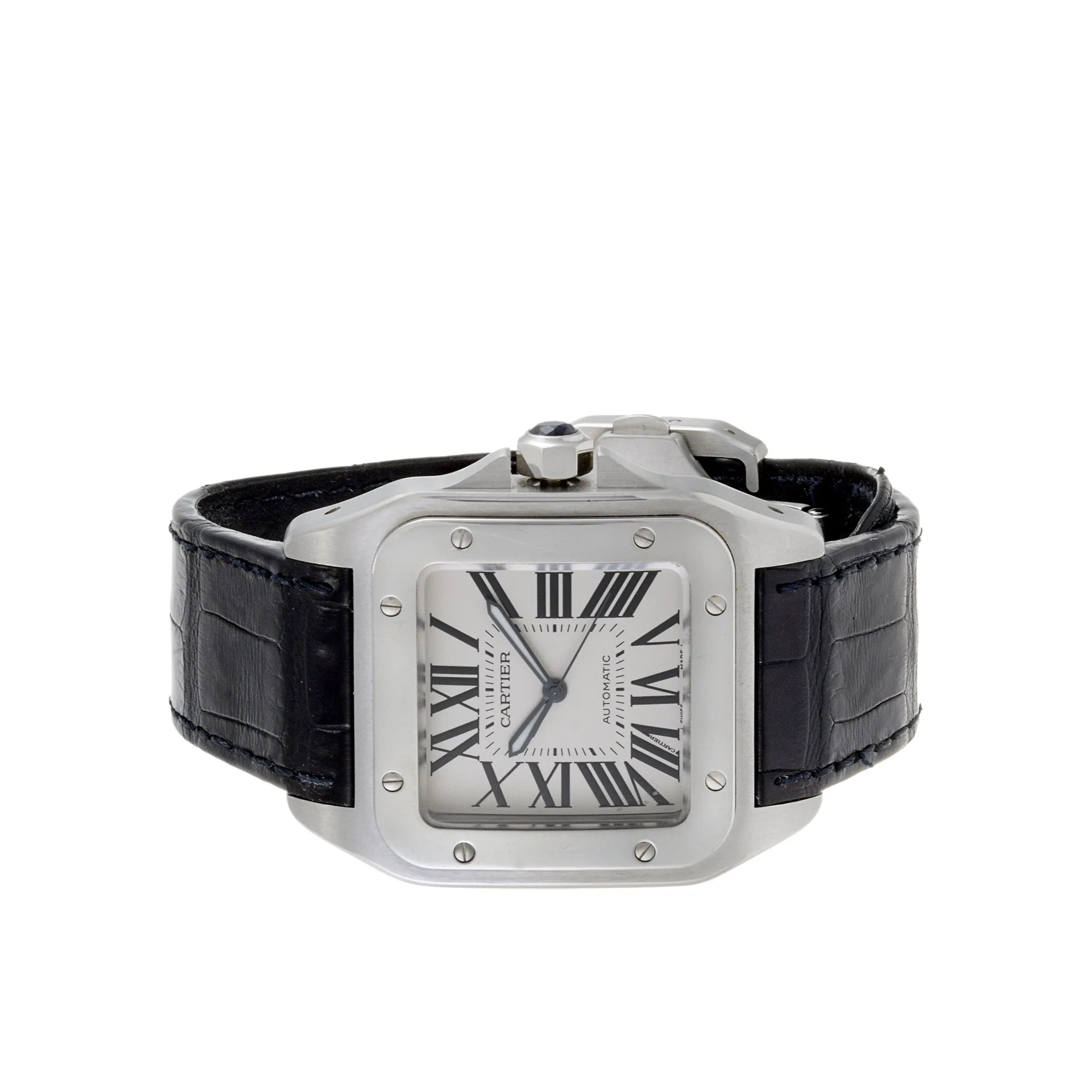 Cartier Santos 100 XL Steel White Roman Dial Automatic Watch W20073X8