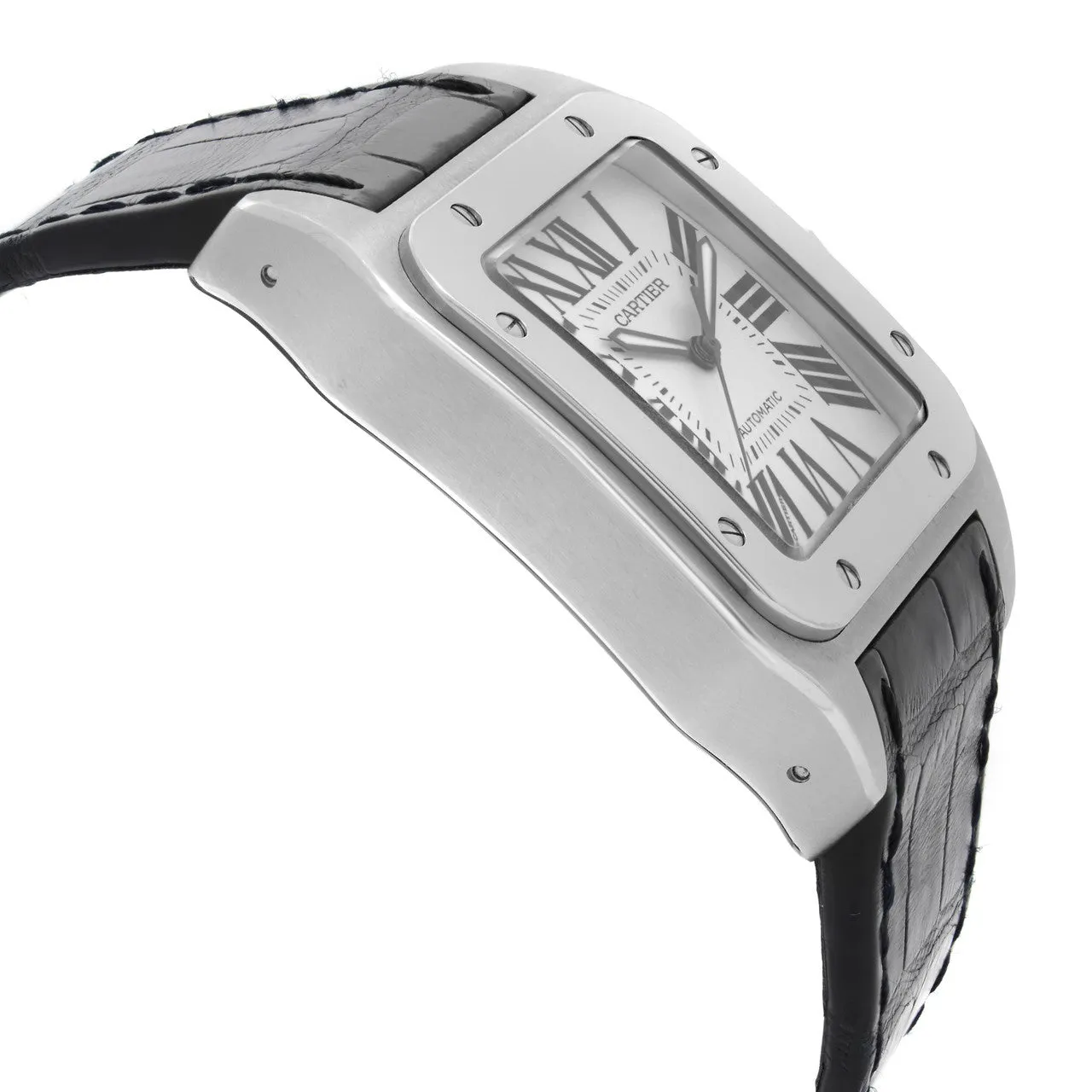 Cartier Santos 100 XL Steel White Roman Dial Automatic Watch W20073X8