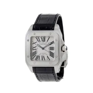Cartier Santos 100 XL Steel White Roman Dial Automatic Watch W20073X8