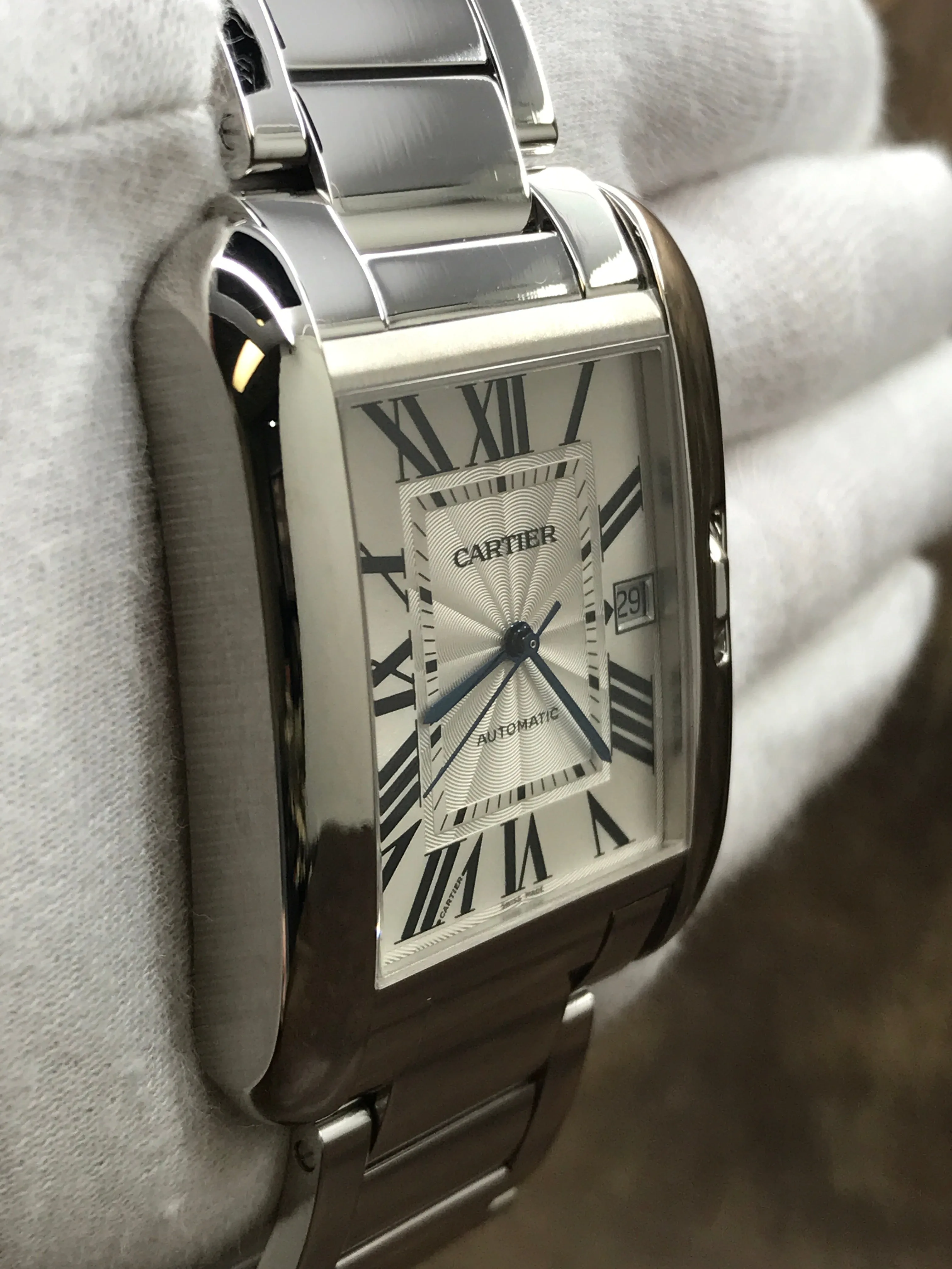 Cartier Tank Anglaise XL W5310025 Silver Roman Dial Automatic Men's Watch