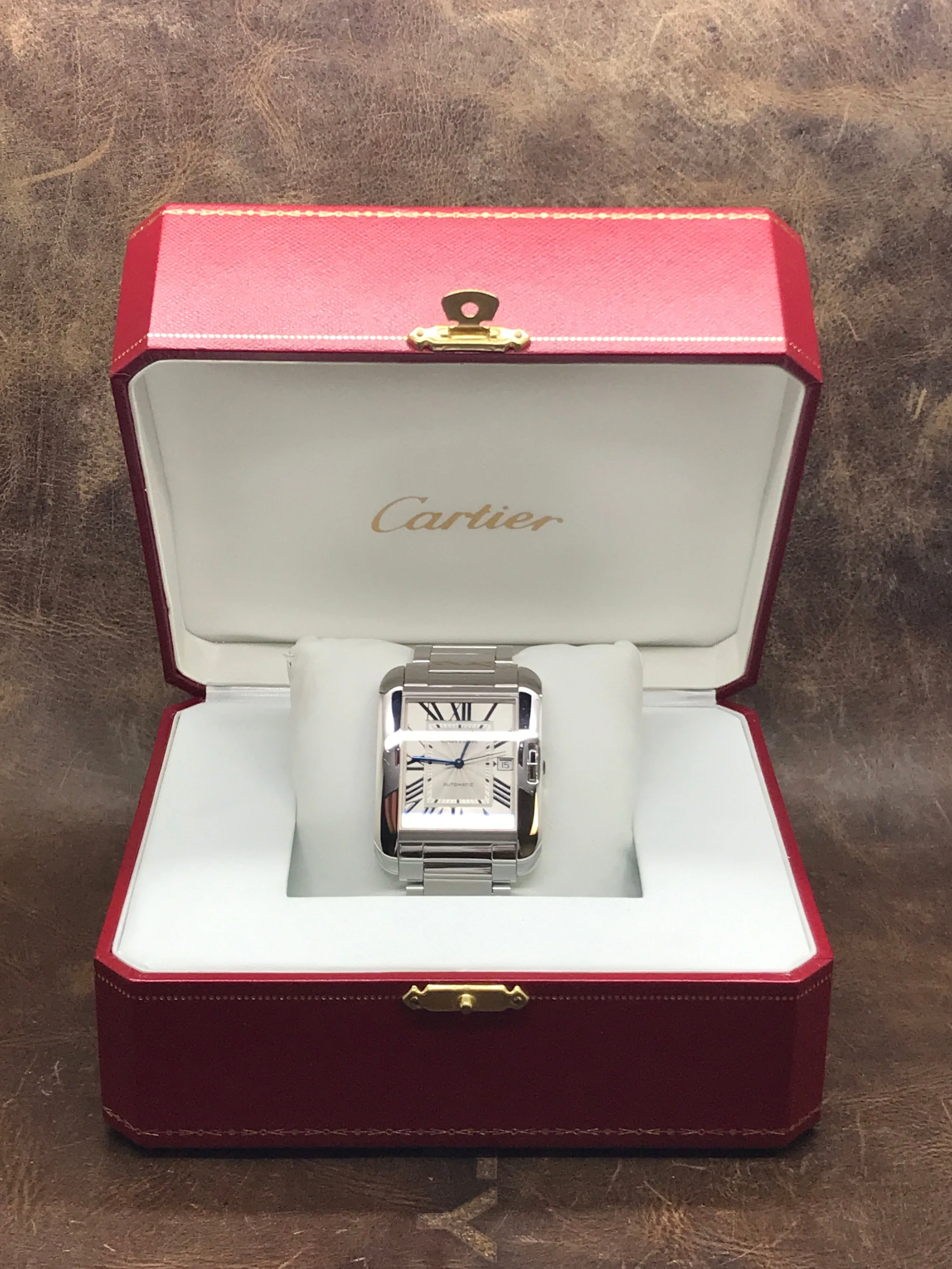 Cartier Tank Anglaise XL W5310025 Silver Roman Dial Automatic Men's Watch