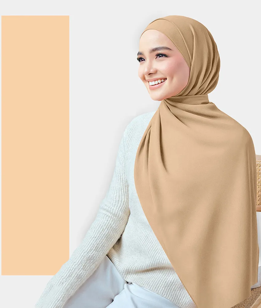 Chiffon Plain Rectangular Hijab in SA06 Beige color
