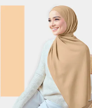 Chiffon Plain Rectangular Hijab in SA06 Beige color