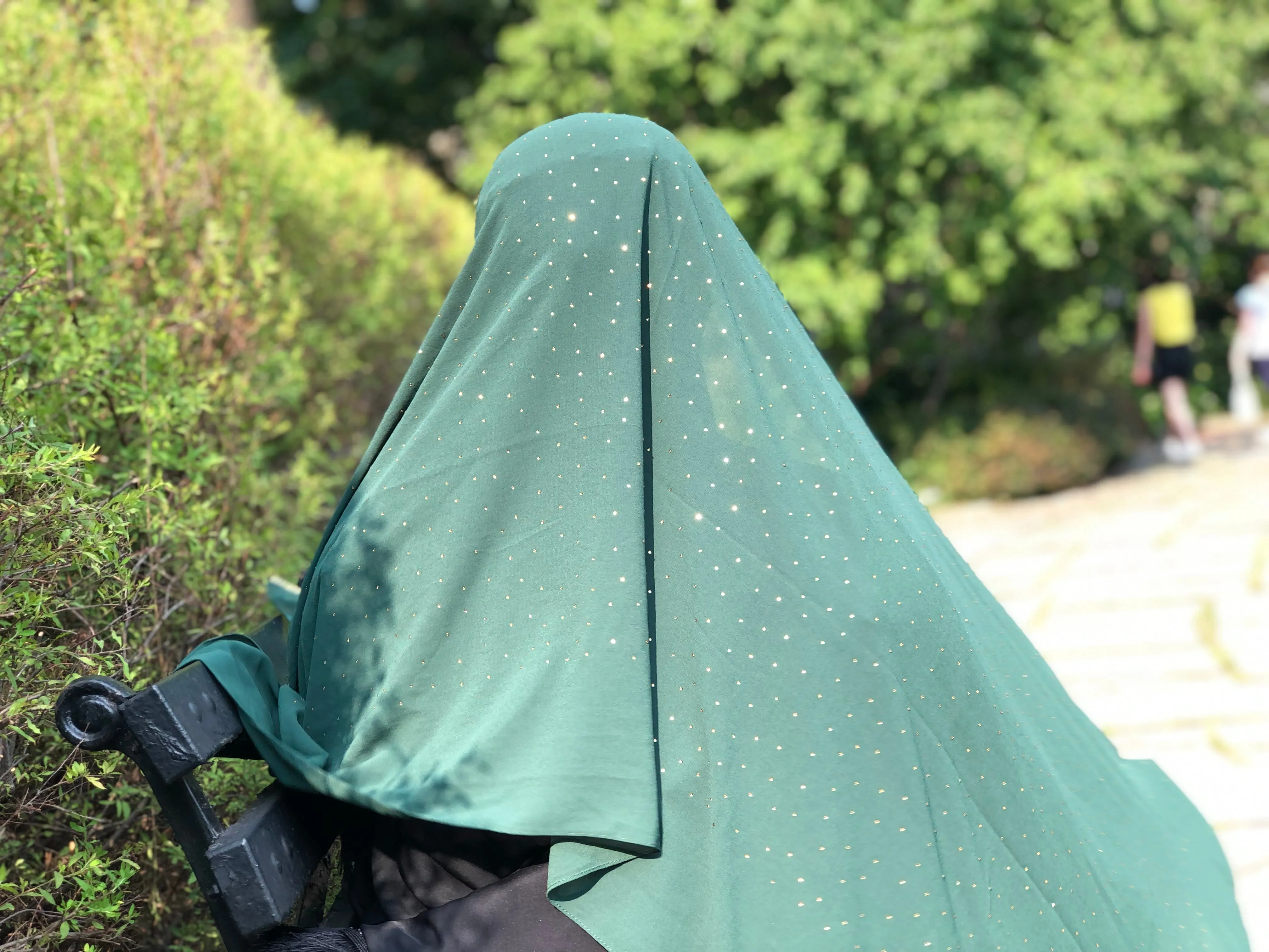 Chiffon with Rhinestone- Dark Green