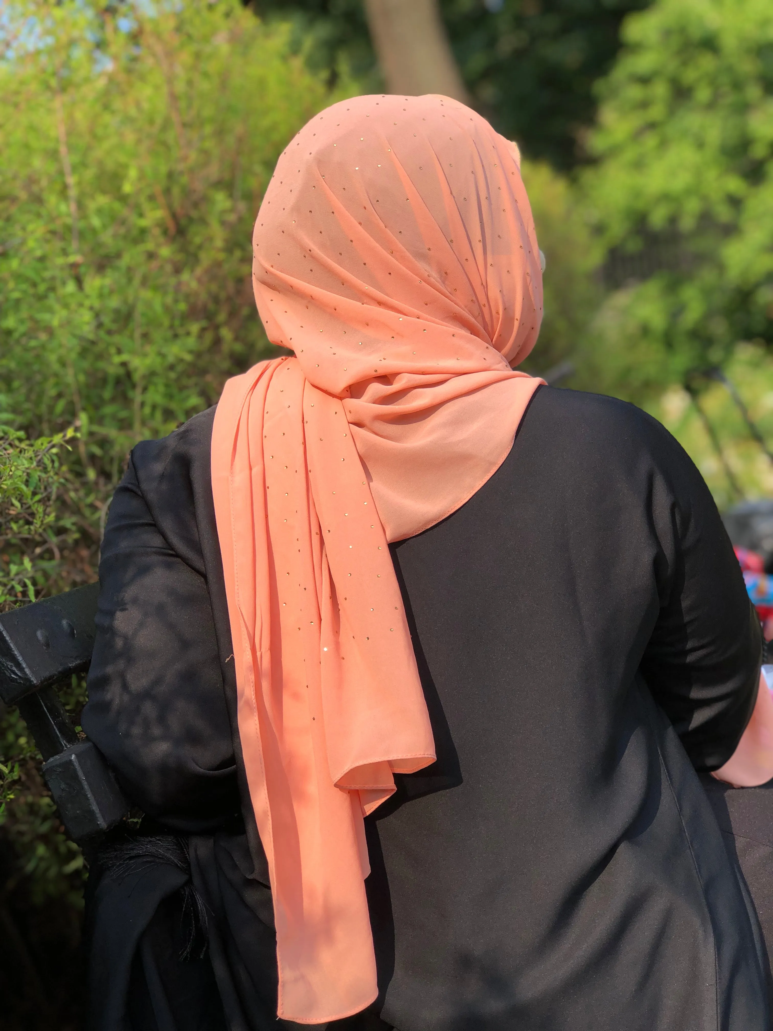 Chiffon with Rhinestone-Peach