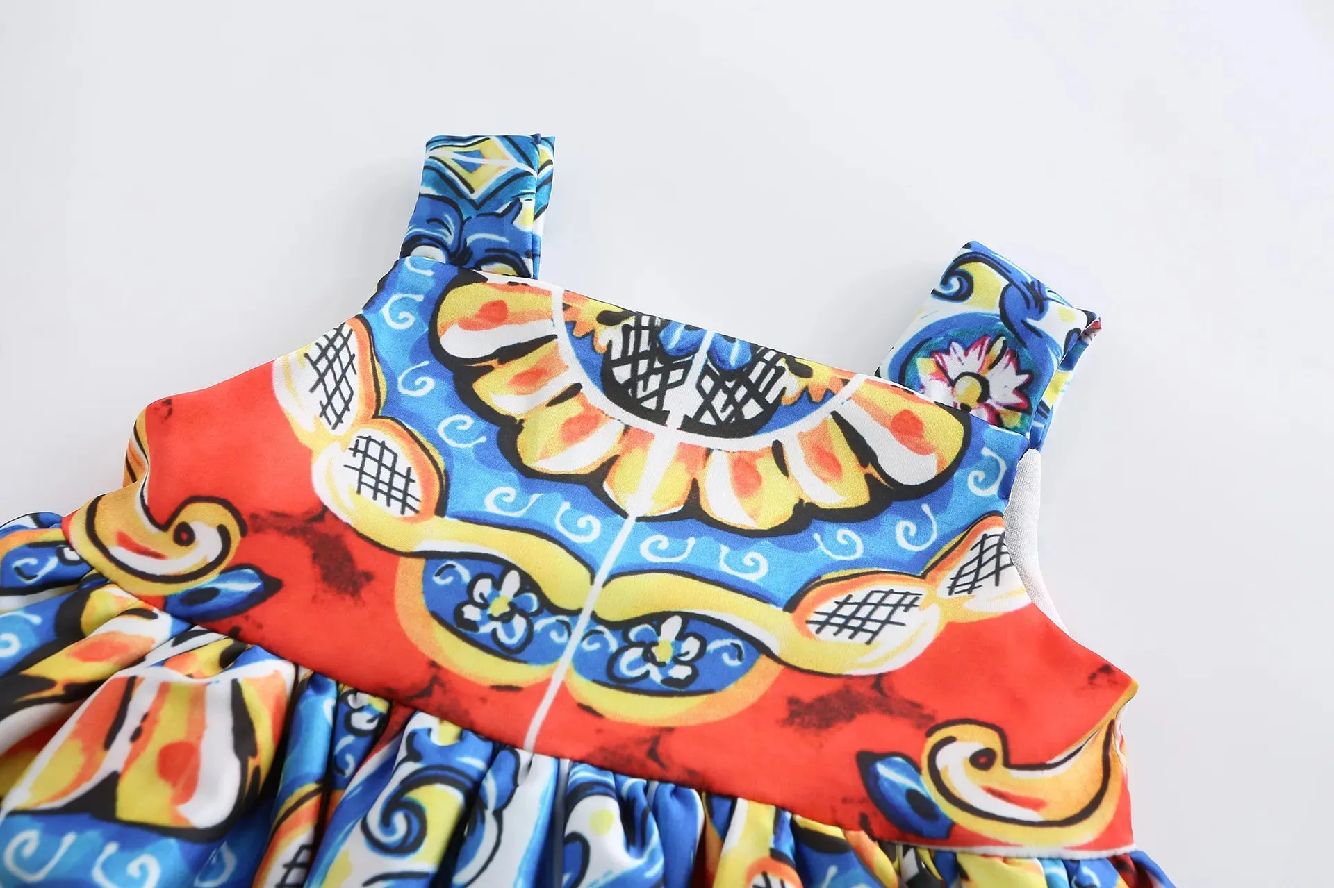 Children's Dress Summer Girls printing suspenders Dress European and American baby children clothing