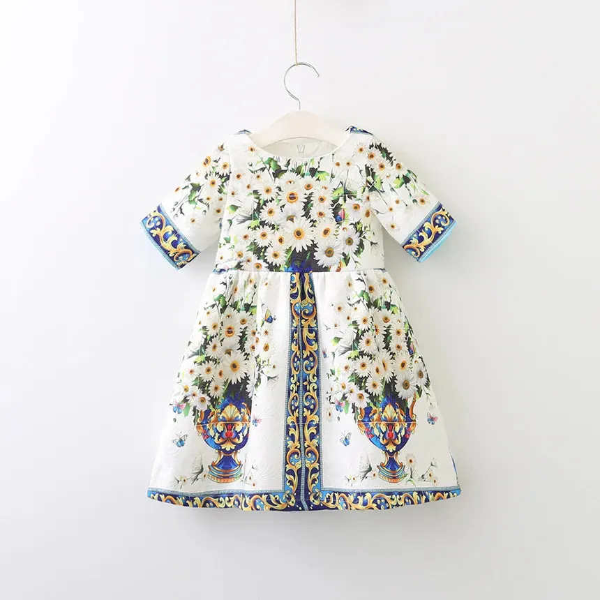 Children's Dress Summer Girls printing suspenders Dress European and American baby children clothing