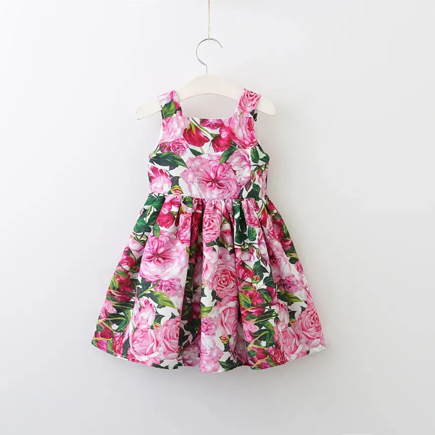 Children's Dress Summer Girls printing suspenders Dress European and American baby children clothing