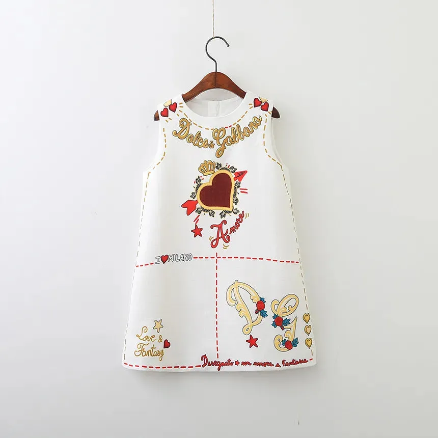 Children's Dress Summer Girls printing suspenders Dress European and American baby children clothing