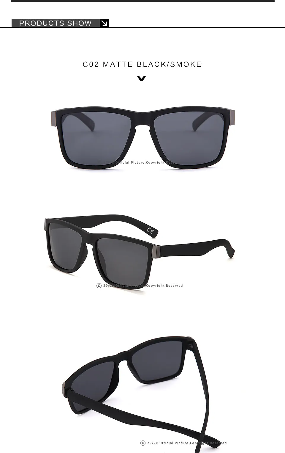 Classic Black Frame Polarized Sunglasses PL278