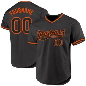 Custom Black Orange Authentic Throwback Baseball Jersey
