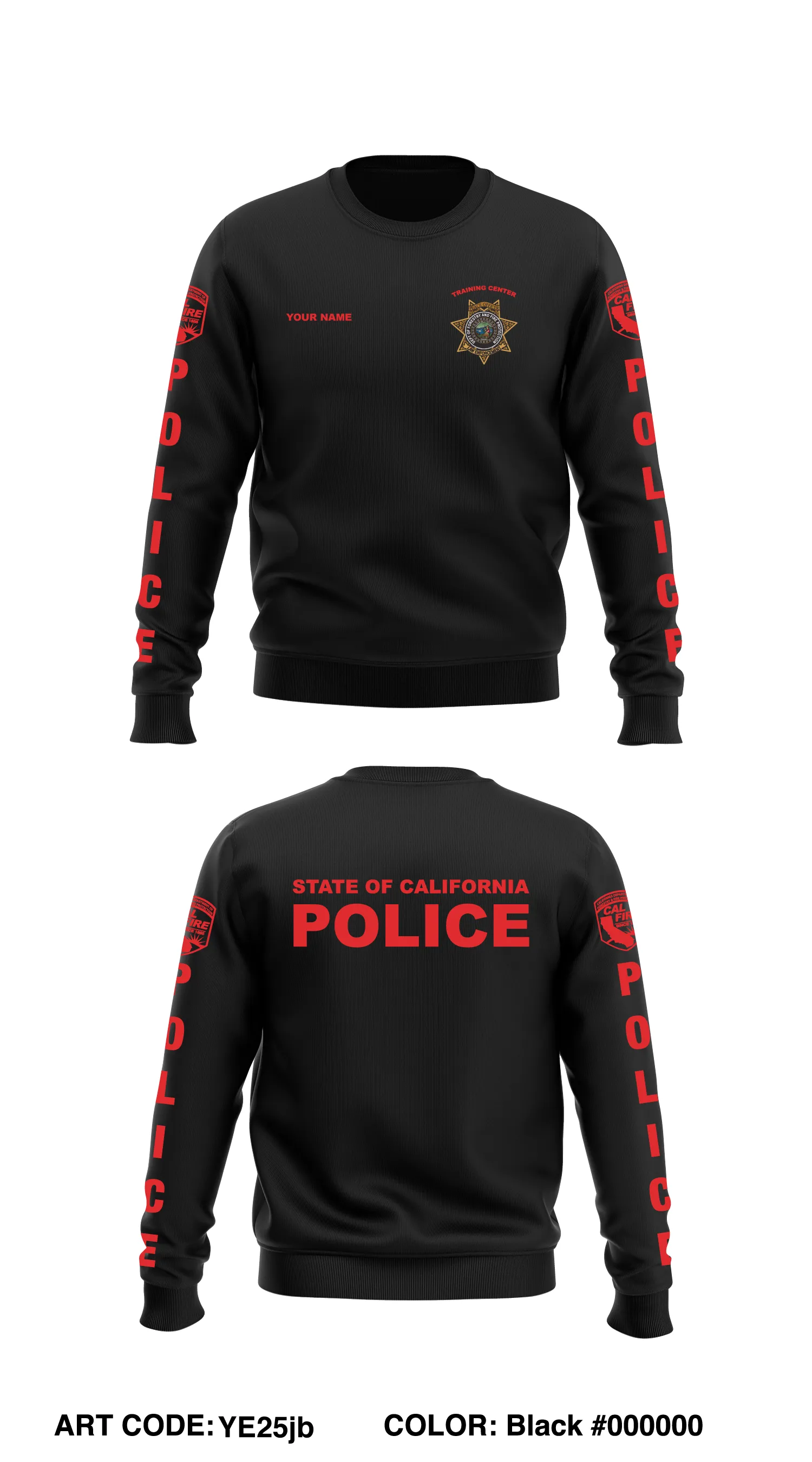 Custom CAL FIRE LAW ENFORCEMENT TRAINING Store 1 Core Men's Crewneck Performance Sweatshirt - YE25jb