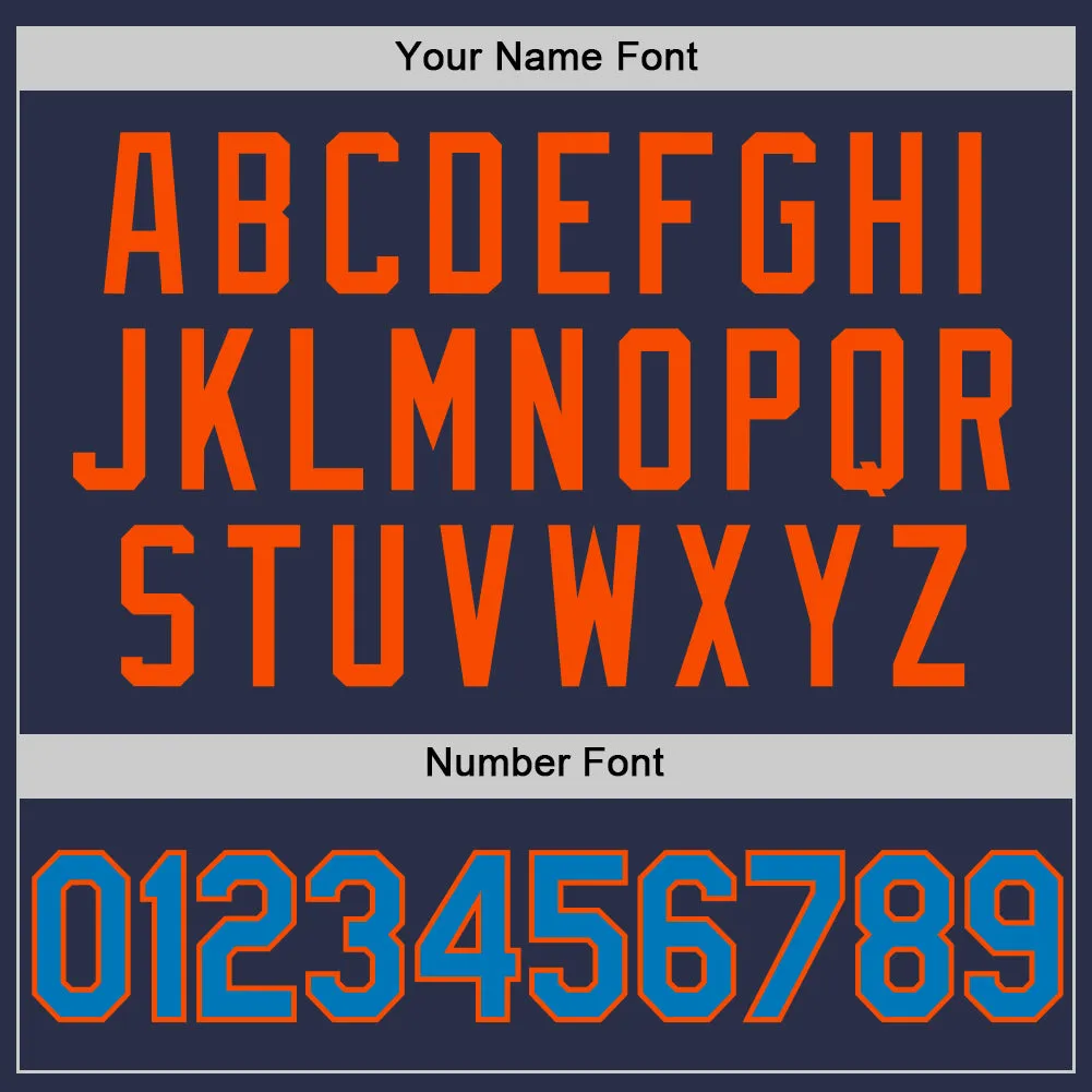 Custom Navy Blue-Orange Authentic Throwback Baseball Jersey