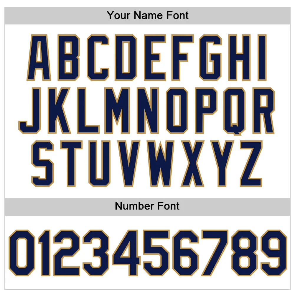 Custom White Navy-Old Gold Authentic Throwback Baseball Jersey