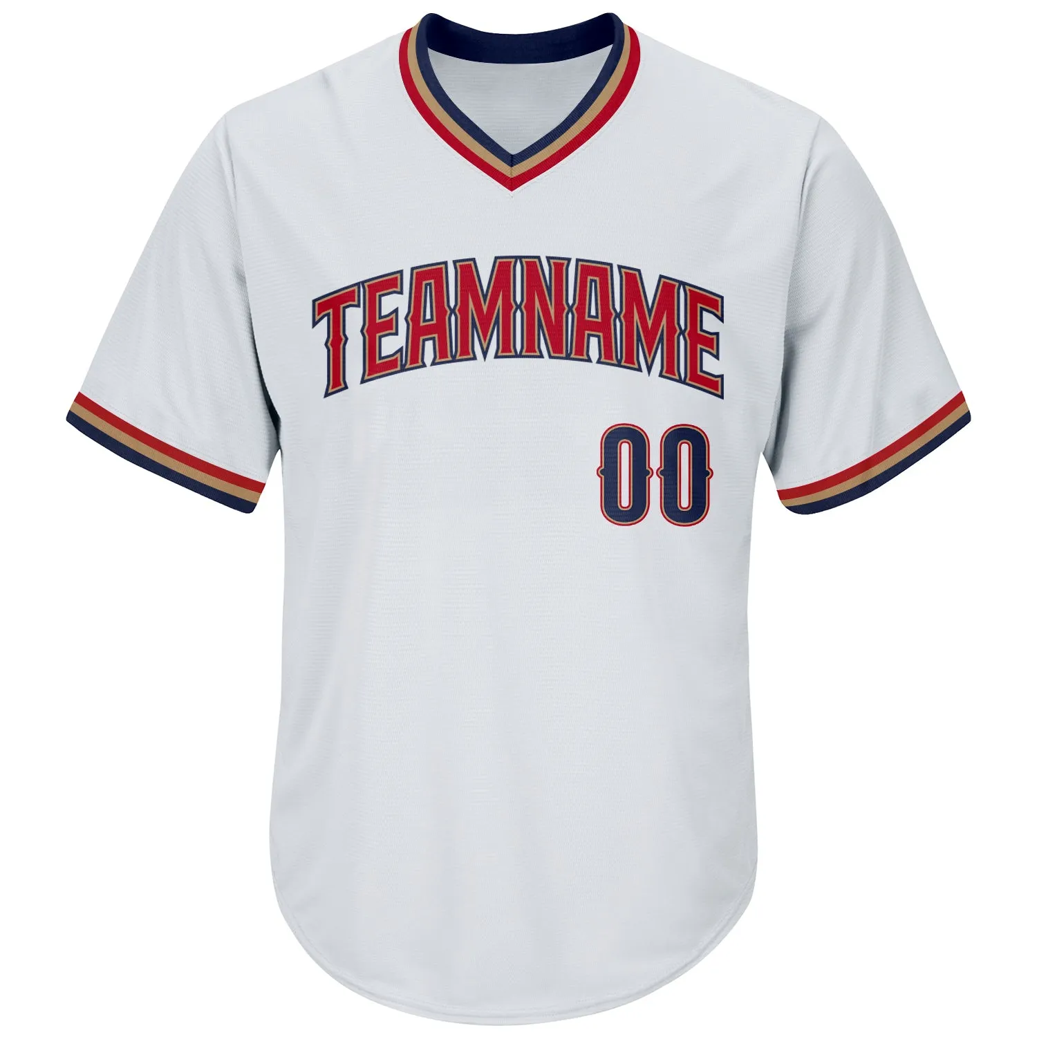 Custom White Navy-Red Authentic Throwback Rib-Knit Baseball Jersey Shirt