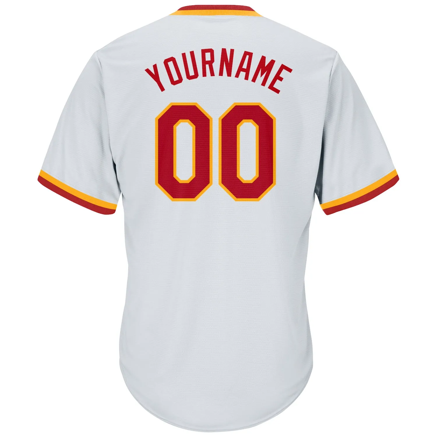 Custom White Red-Gold Authentic Throwback Rib-Knit Baseball Jersey Shirt