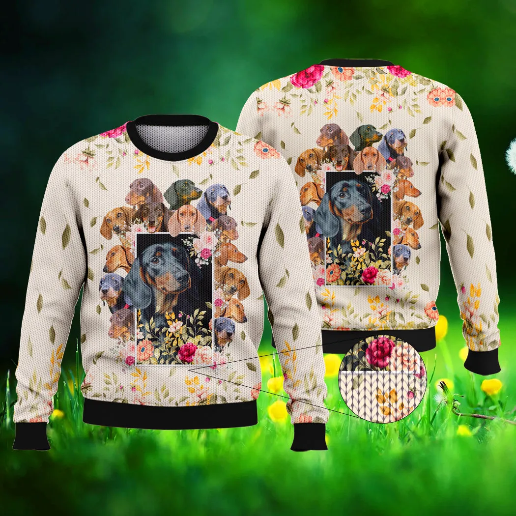 Dachshund And Flower 3D Full Print Shirts