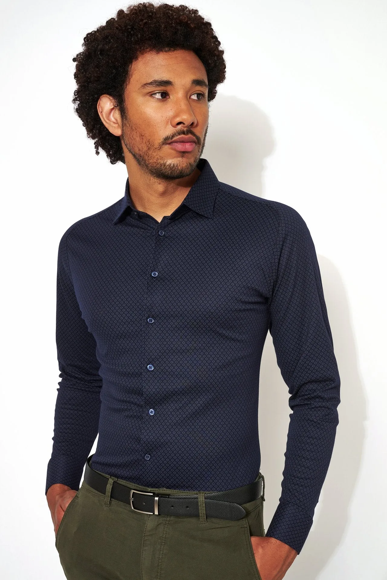 Desoto Geo Pattern Print Jersey Knit Shirt