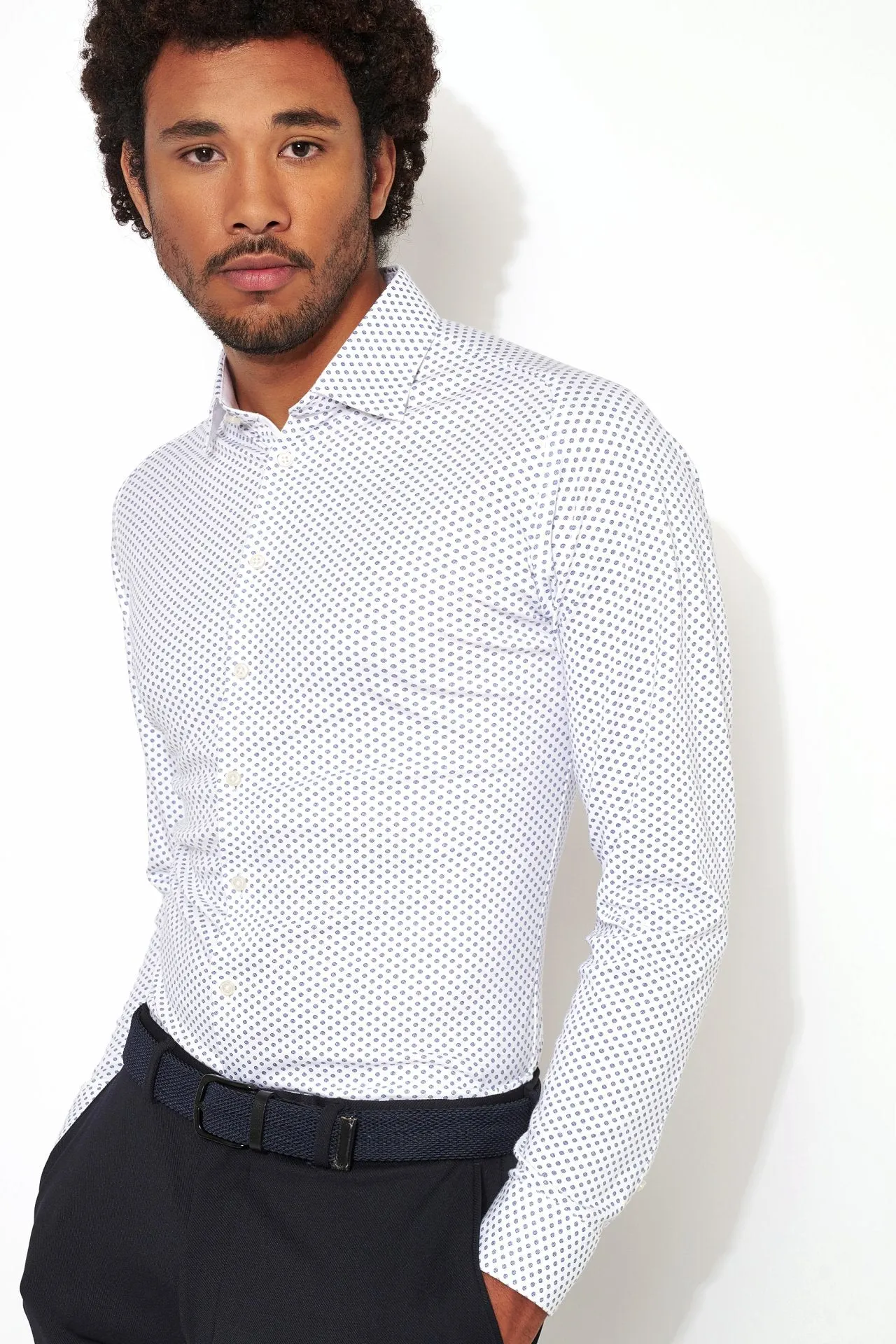 Desoto Geo Pattern Print Jersey Knit Shirt