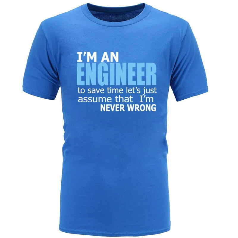Engineer Saying Men&#39;s Prevalent Tops Shirt Word Letter Headline Crew Neck Cotton Top T-shirt Standard Short Sleeve T-Shirt Black