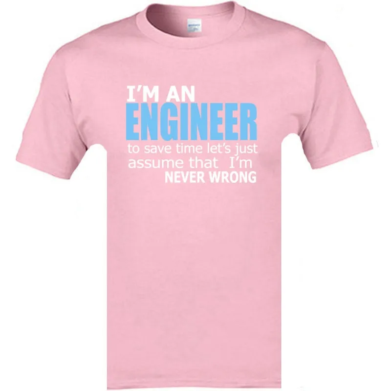 Engineer Saying Men&#39;s Prevalent Tops Shirt Word Letter Headline Crew Neck Cotton Top T-shirt Standard Short Sleeve T-Shirt Black