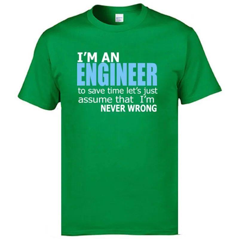 Engineer Saying Men&#39;s Prevalent Tops Shirt Word Letter Headline Crew Neck Cotton Top T-shirt Standard Short Sleeve T-Shirt Black