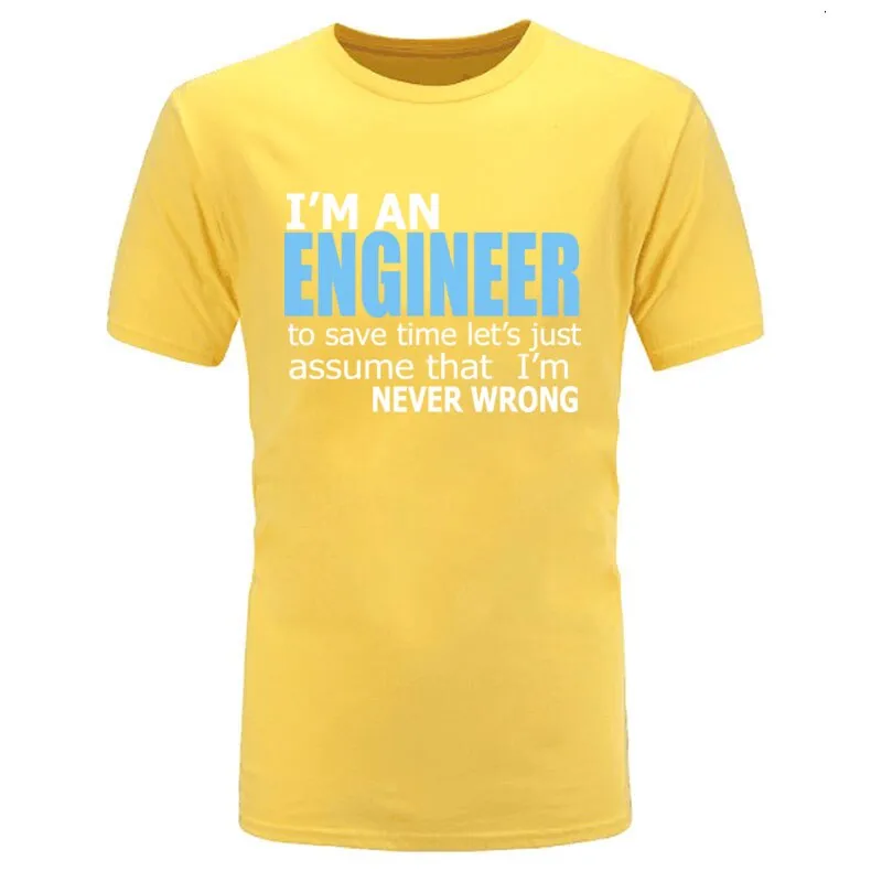 Engineer Saying Men&#39;s Prevalent Tops Shirt Word Letter Headline Crew Neck Cotton Top T-shirt Standard Short Sleeve T-Shirt Black